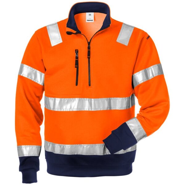 Fristads High vis halfzip sweatshirt class 3 728 SHV -  Orange