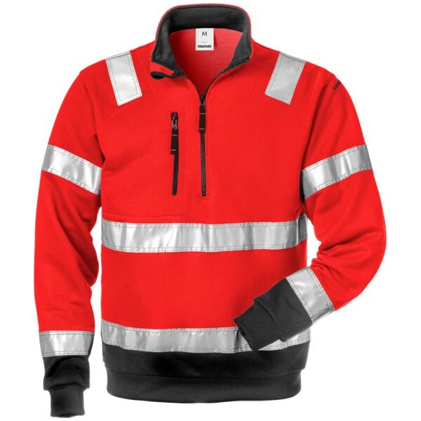 Fristads High vis halfzip sweatshirt class 3 728 SHV -  Red