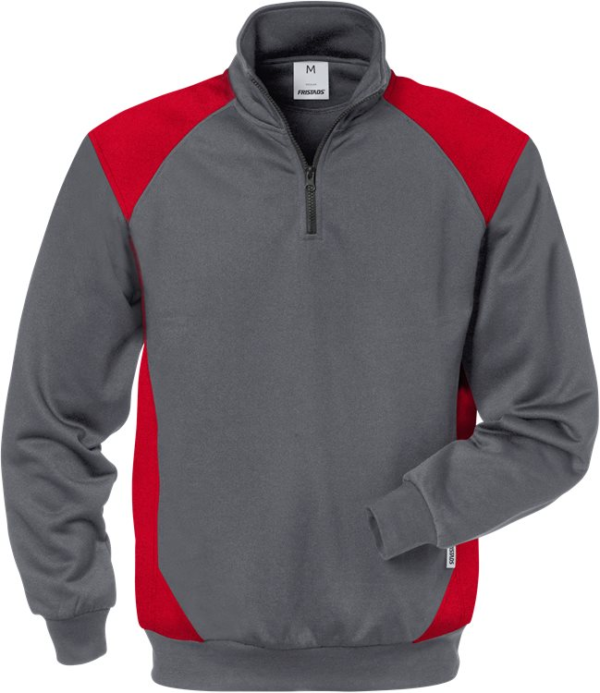 Fristads Half zip sweatshirt 7048 SHV -  Red/ Grey