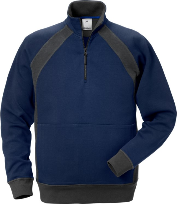 Fristads Acode half zip sweatshirt 1755 DF - Blue/ Grey Fristads Acode half zip sweatshirt 1755 DF - Blue/ Grey